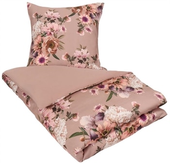 Blomstret sengetøj - 140x220 cm - flower - Vendbar dynebetræk - 100% Bomuldssatin - Excellent By Borg sengesæt - Blomstret